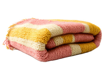 Folded Striped Knitted Blanket with Tassels Soft Warm and Comforting Accent Piece for Home Decor and Cozy Relaxation