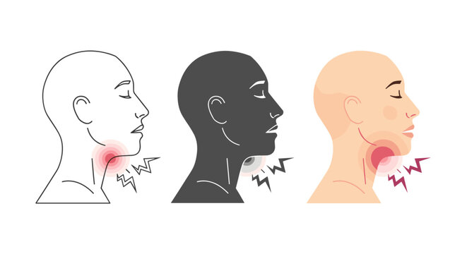Illustration of a person with a sore throat isolated on white background concept of pain, illness, disease, infection, and health problem medical vector