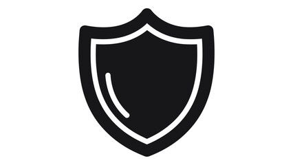Black shield icon with sleek lines representing security, protection, and inclusive safety for various digital applicati