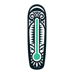 Tribal Thermometer Icon Teal and Black Illustration Vector Icon Set of Various Transportation Vehicles
