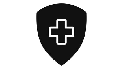 Healthcare shield icon, medical protection and support symbol, health safety and insurance emblem, assistance graphic el