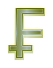 Fototapeta premium Swiss Franc Currency Symbol with Green Glow
