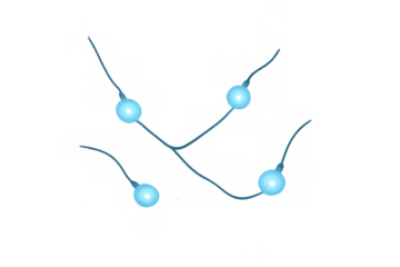 Glowing blue fairy lights creating decorative string illumination for festive and event design, transparent background