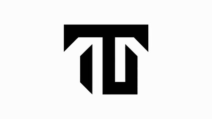 Obraz premium Abstract Black and White Geometric Logo Design Representing the Letter T for Modern Branding Concepts