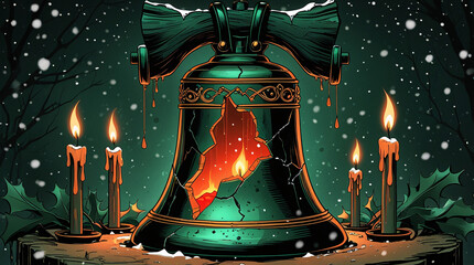 Enchanted Winter Bell in a Starlit Forest