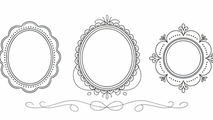Obraz premium Elegant Black and White Frame Set for Decoration and Design Projects with Ornate Borders and Curlicue Accents