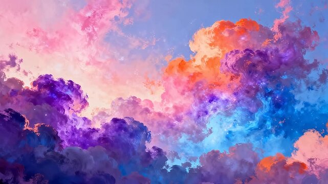 Vibrant colorful clouds in sky
