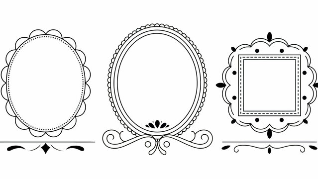 Elegant black and white ornamental frames perfect for invitations and creative design projects showcasing intricate detailing and timeless style with versatile applications