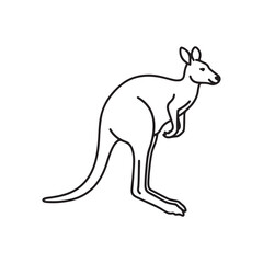 Kangaroo jumping outline vector flat illustration