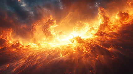 Abstract scientific interpretation of solar flare mechanism with heat map overlay 