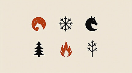 vector minimalistic illustration of a fire and a horse