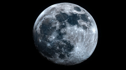 Obraz premium Detailed full moon with visible craters and textures against a black background space