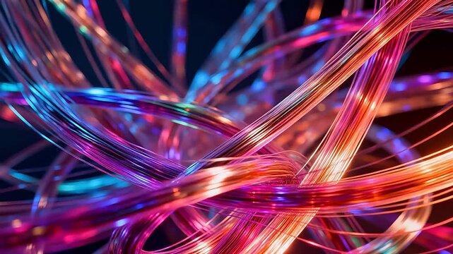 Colorful abstract fiber optic strands