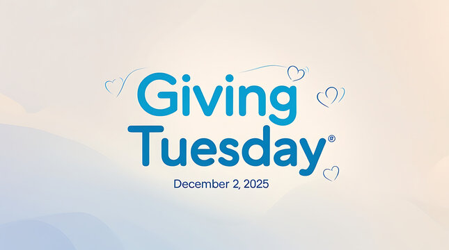 Giving Tuesday, December 2nd, 2025, in teal with heart accents, HD, and 4k image