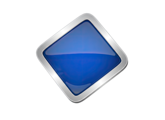 A Glossy Blue Diamond Shaped Icon with a Silver Beveled Edge Isolated on a Transparent Background with Subtle Reflections Indicating a Digital Design Element