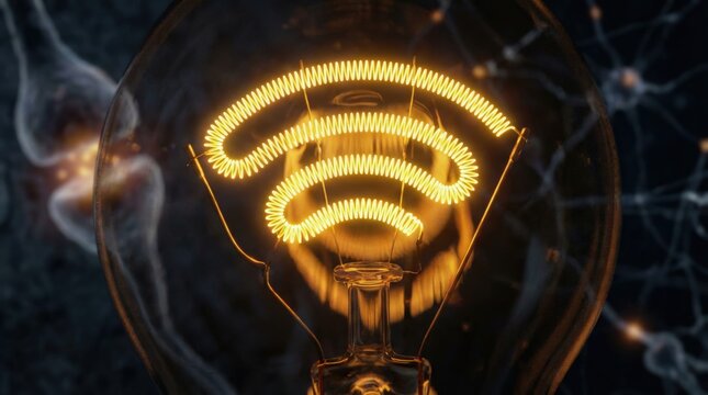 Online education technology concept. Illuminated light bulb with a unique coil design symbolizing connectivity.