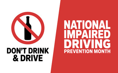 Don't drink and drive sign and national impaired driving month