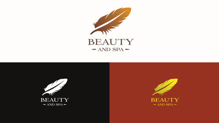 Fototapeta premium Elegant Feather Beauty and Spa Logo – Luxury Wellness Branding Design