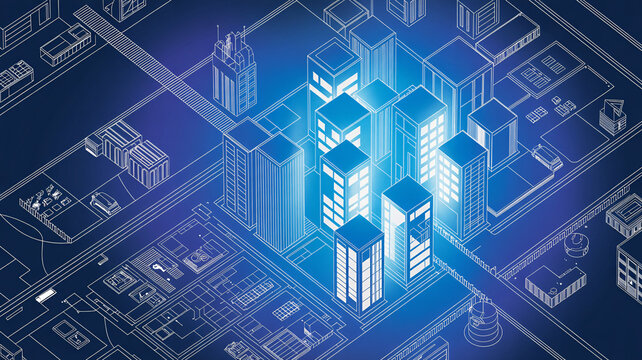 Explore the future of urban design with this stylish blueprint city plan, perfect for architecture firms and forward-thinking real estate projects, vibrant urban landscape