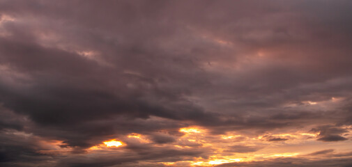 Dramatic evening sky with colorful clouds after storm.  