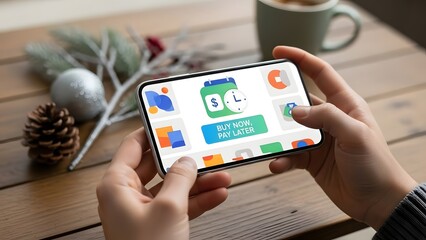 Convenient Shopping Mobile Phone Displaying Buy Now, Pay Later App