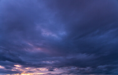 Dramatic evening sky with colorful clouds after storm.  
