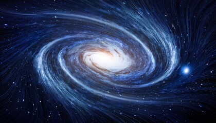 Obraz premium Digital Depiction Of Swirling Galaxy Or Space Vortex With Bright Stars And Cosmic Dust Creating Sense Of Depth And Motion