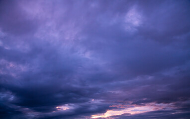 Dramatic evening sky with colorful clouds after storm.  