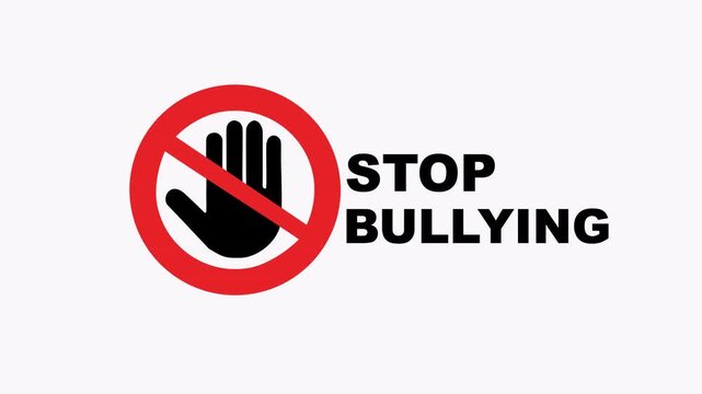 Stop bullying message with a hand in a circle. Suitable for antibullying campaigns, education materials, and social awareness posters. - Powered by Adobe