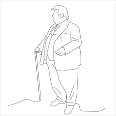 fat grandpa using a stick