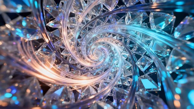 Spiral pattern of crystallike shapes