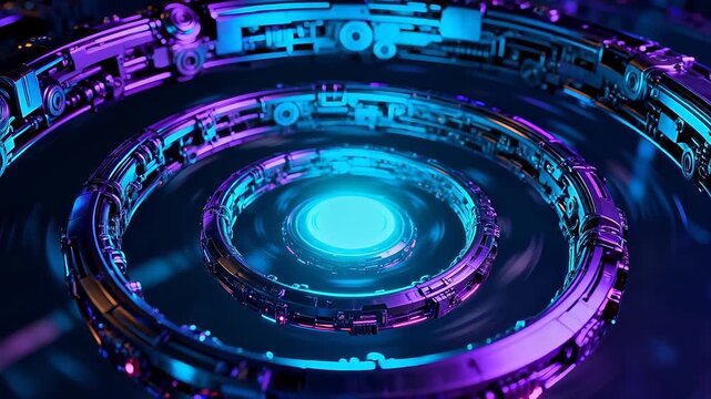 Futuristic circular mechanical structure