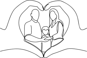 Family portrait in heart shape hands protection