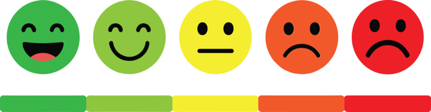 Customer satisfaction meter with smiley faces rating satisfaction level from positive to negative vector illustration for user experience feedback