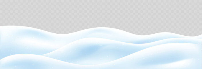 Fototapeta premium Realistic 3d snowdrift and snow ground for winter background or Christmas snowy scene vector illustration. White mounds and snow pile for holiday card and landscape poster. New Year isolated border