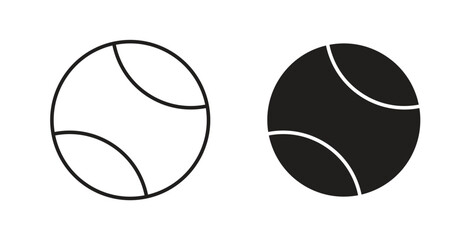 Fototapeta premium Tennis ball icons set. Simple line vector illustration
