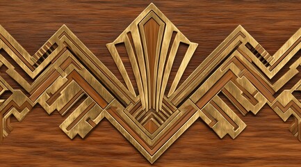 Geometric Design: A close-up view unveils a captivating geometric design, featuring intricate patterns of golden and wooden textures that evoke a sense of elegance and sophistication.
