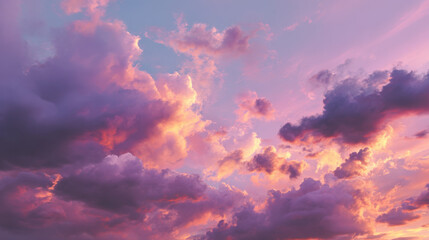 A beautiful gradient sky filled with clouds at sunset