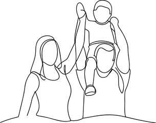 Family Togetherness Continuous Line Drawing Illustration Style
