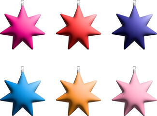Colorful Star Christmas Ornaments, Vibrant Festive Holiday Decorations Set