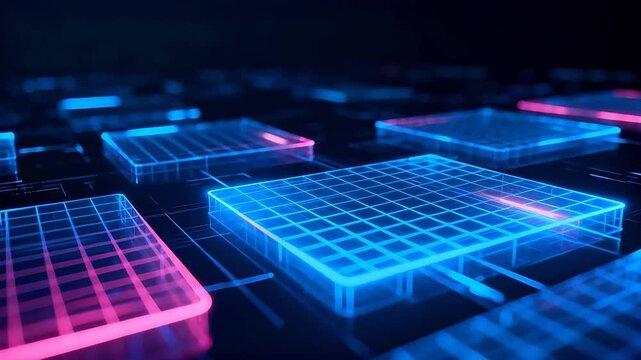 Abstract glowing grid structures