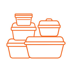 Meal prep container lineart, illustration of kitchen utensils