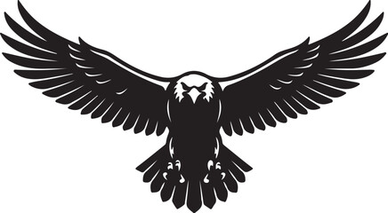 Silhouette of an eagle in flight with wings spread wide bird raptor on transparent background