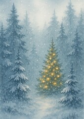 Obraz premium Enchanted snowy forest scene.