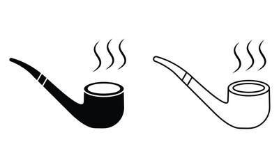 Smoke pipe icon vector. Silhouette of smoking pipe vector symbol. Tobacco pipe symbol or logo. Vector illustration.