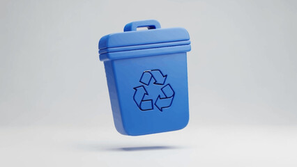 Blue plastic recycle bin or garbage container isolated on white background