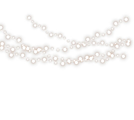 Warm glowing string lights hanging in multiple rows, creating a festive cozy ambiance. Soft yellow bokeh bulbs on thin wires. PNG format for holiday, party, and decorative designs.