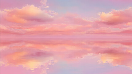 Sunset clouds reflecting on calm ocean surface