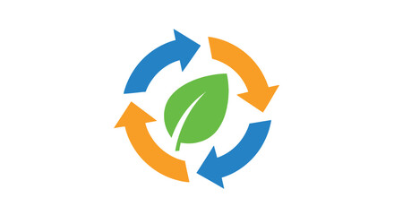 Recycling symbol featuring a leaf representing ecological sustainability and circular economy