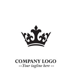 Fototapeta premium Elegant Black Crown Logo Symbol on a Clean White Background for Premium Branding Design